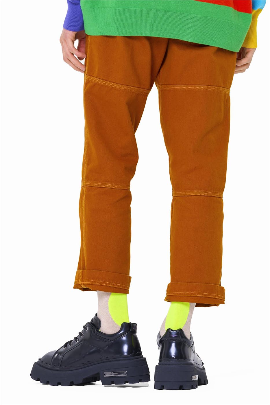 Happy Socks - Beige-Fluogroene Jumbo Dot sokken, maat: 36-40