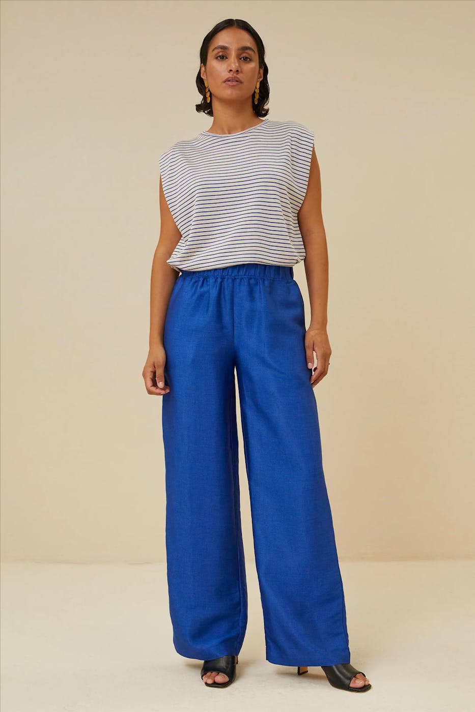 BY BAR - Ecru-Blauwe Diede Small Stripe top
