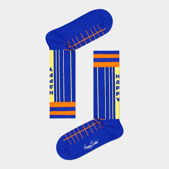 Happy Socks - Koningsblauwe Grid Stripe sokken, maat: 41-46