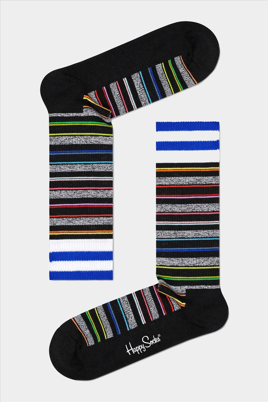 Happy Socks - Zwarte-multicolour Invisible Stripe sokken, maat: 41-46