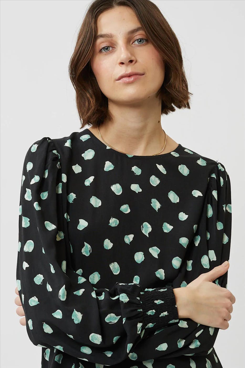 Minimum - Zwart-groene Virana blouse