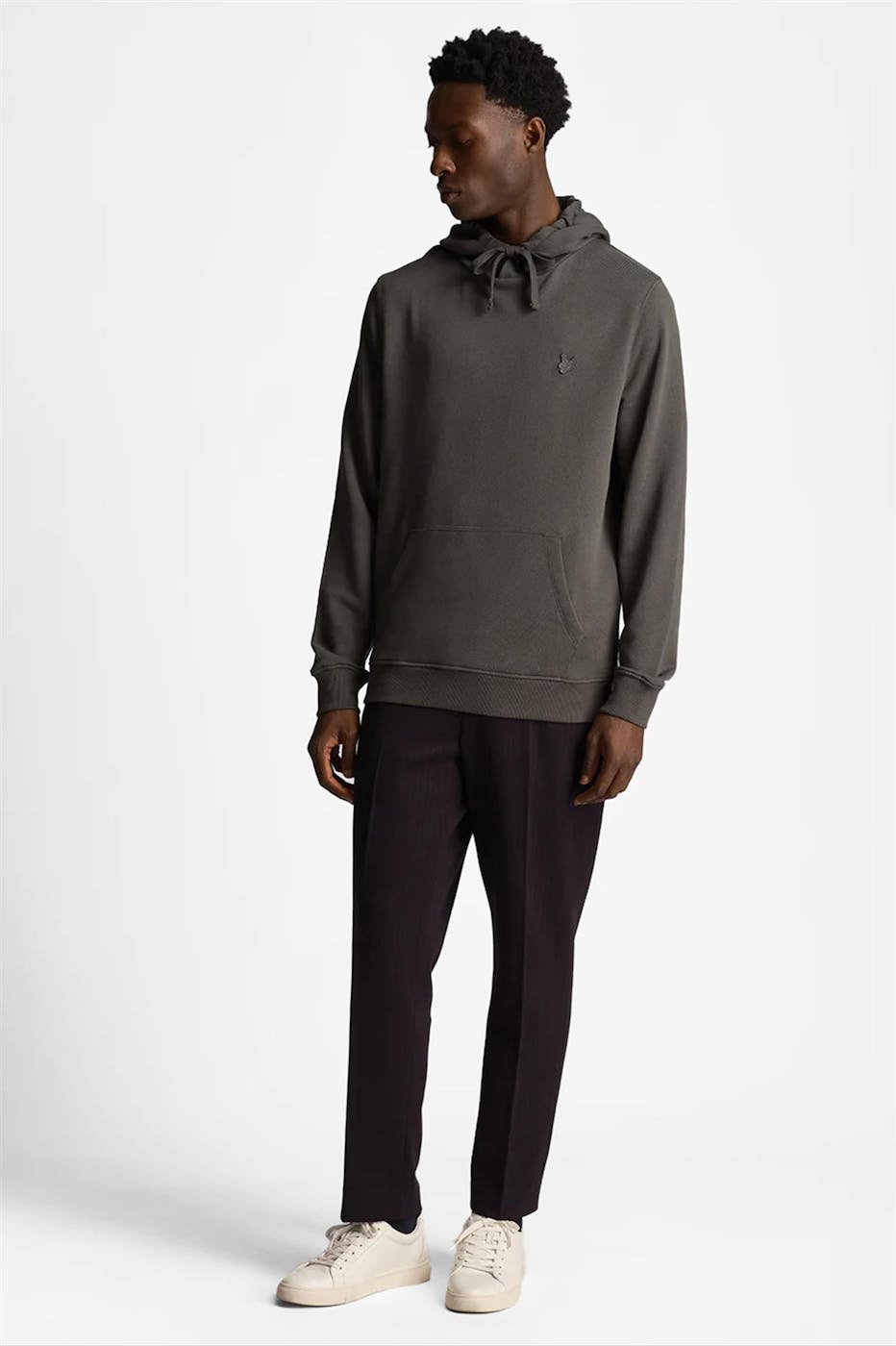 Lyle & Scott - Donkergrijze Tonal Eagle hoodie