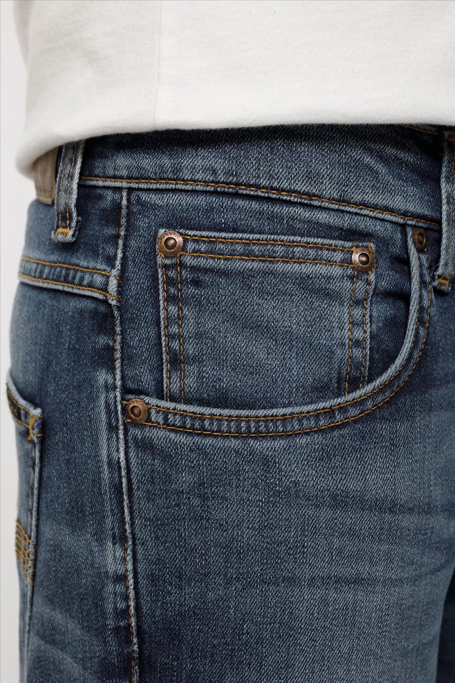 Nudie Jeans Co. - Beigeblauwe Grim Tim slim jeans