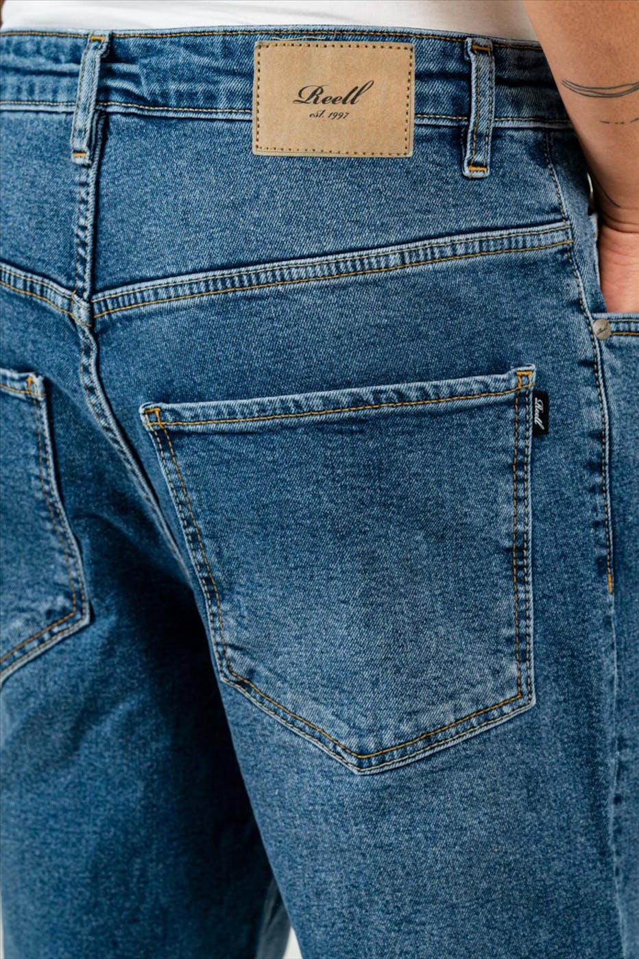 Reell - Blauwe Solid Retro Mid Blue jeans