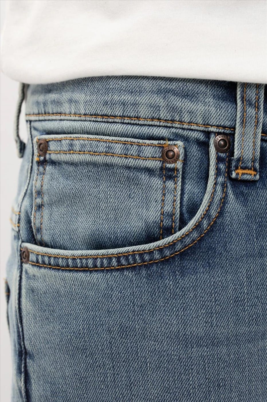 Nudie Jeans Co. - Beigeblauwe Grim Tim slim jeans