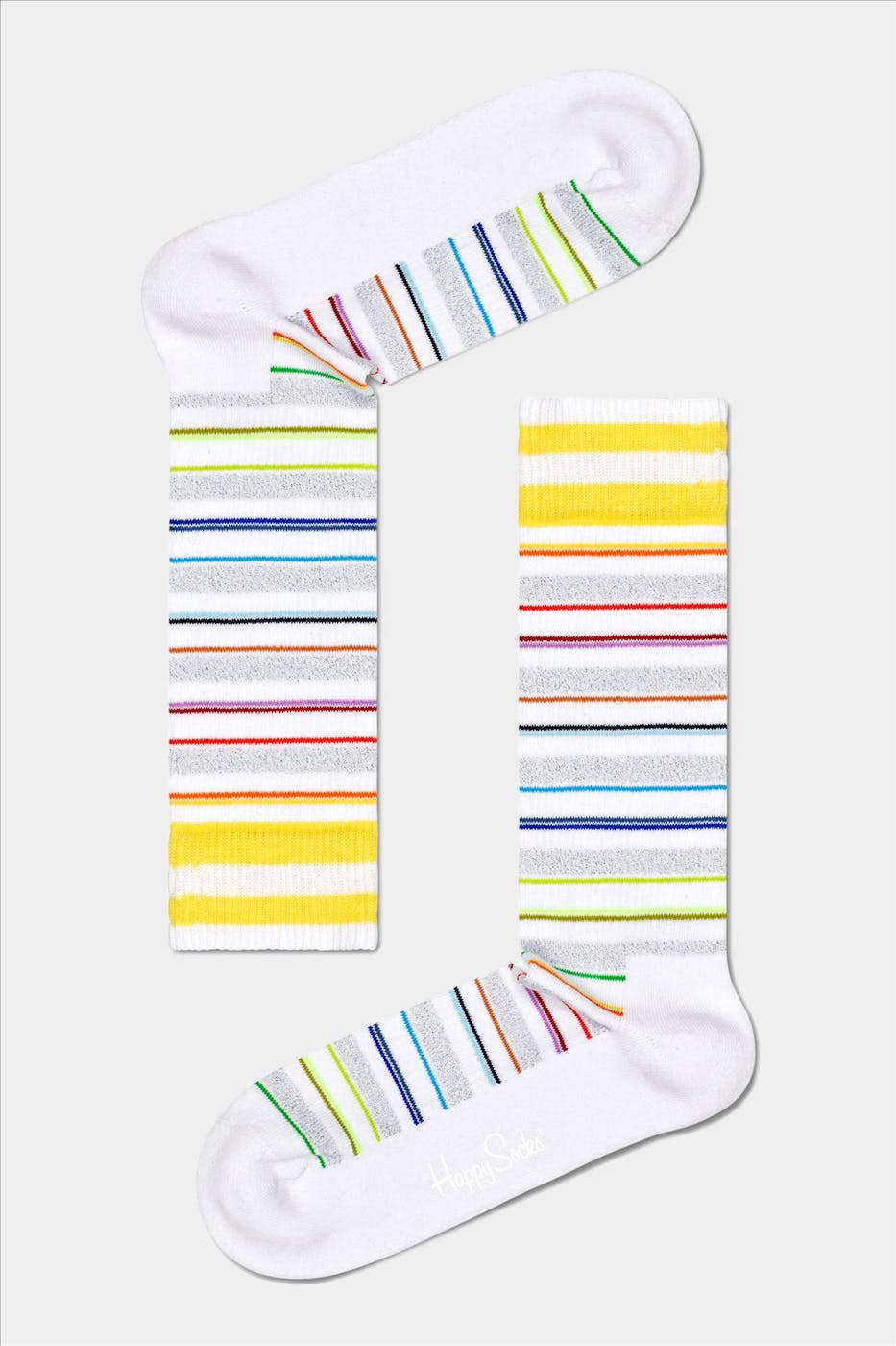 Happy Socks - Witte-multicolour Invisible Stripe sokken, maat: 41-46