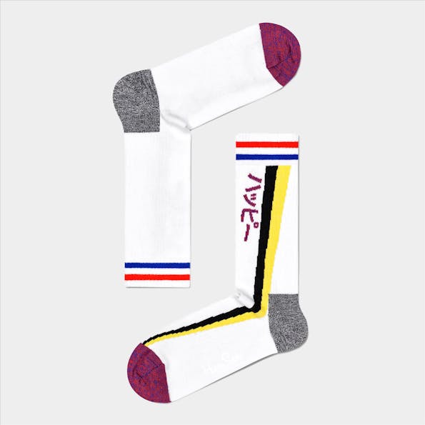 Happy Socks - Witte Shooting Stripe Thin sokken
