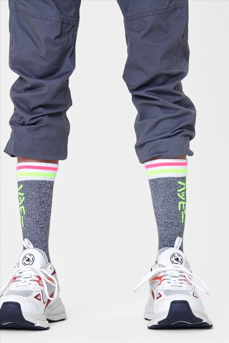 Happy Socks - Zwart-witte Neon Shooting Stripe Thin sokken, maat: 41-46