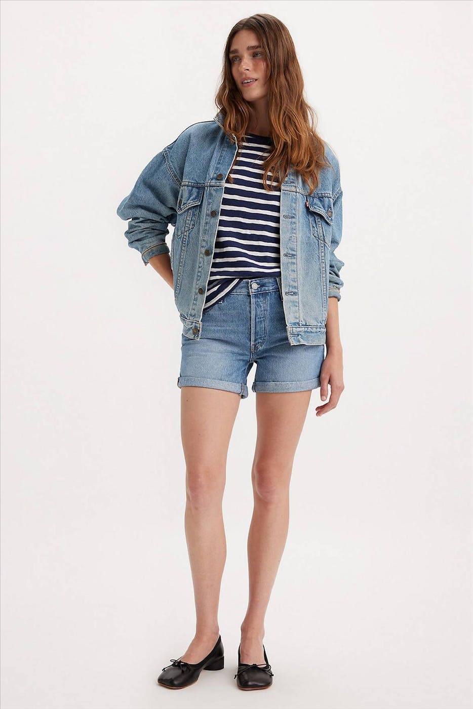 Levi's - Blauwe 501 Rolled jeansshort