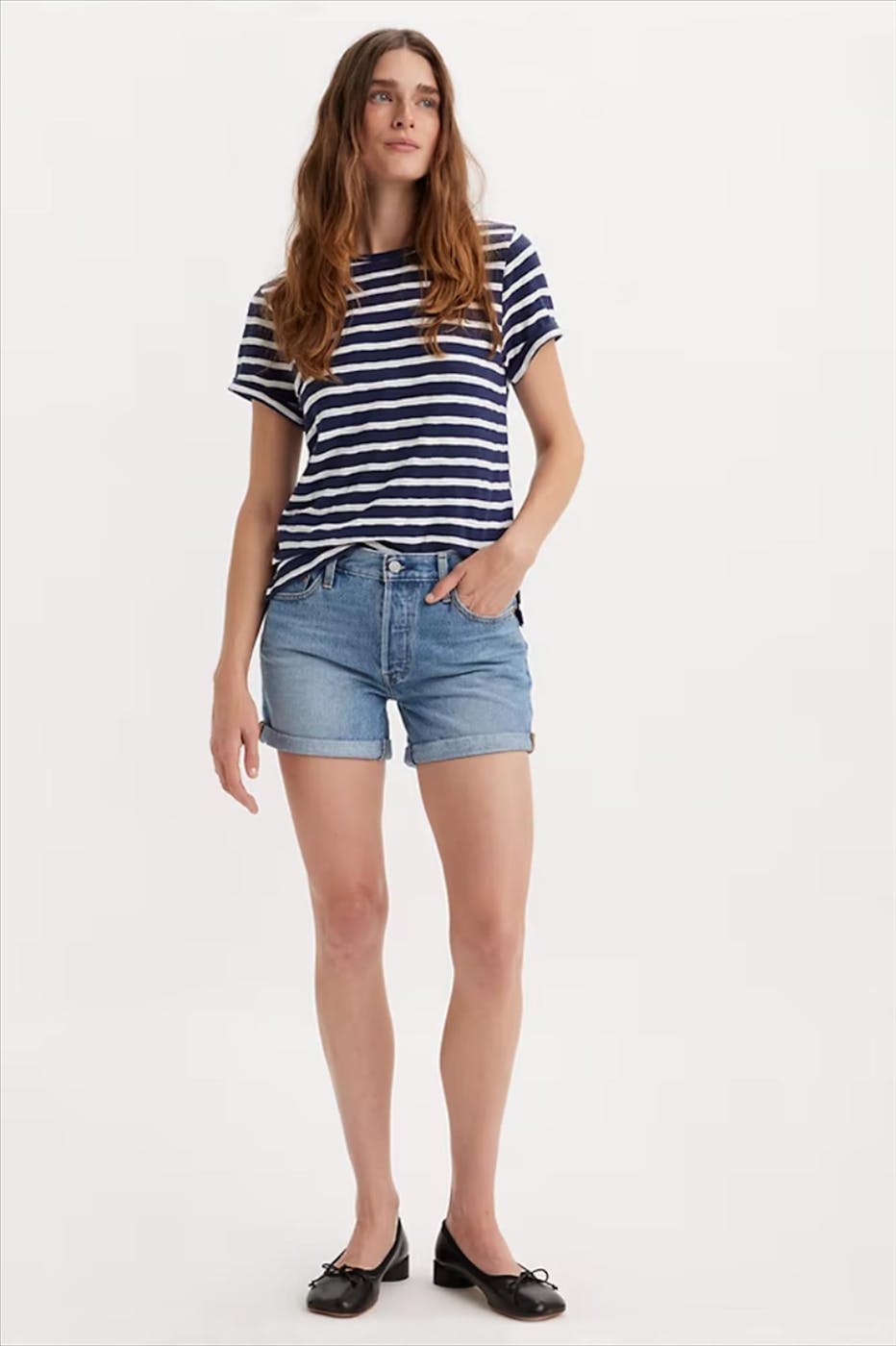 Levi's - Blauwe 501 Rolled jeansshort