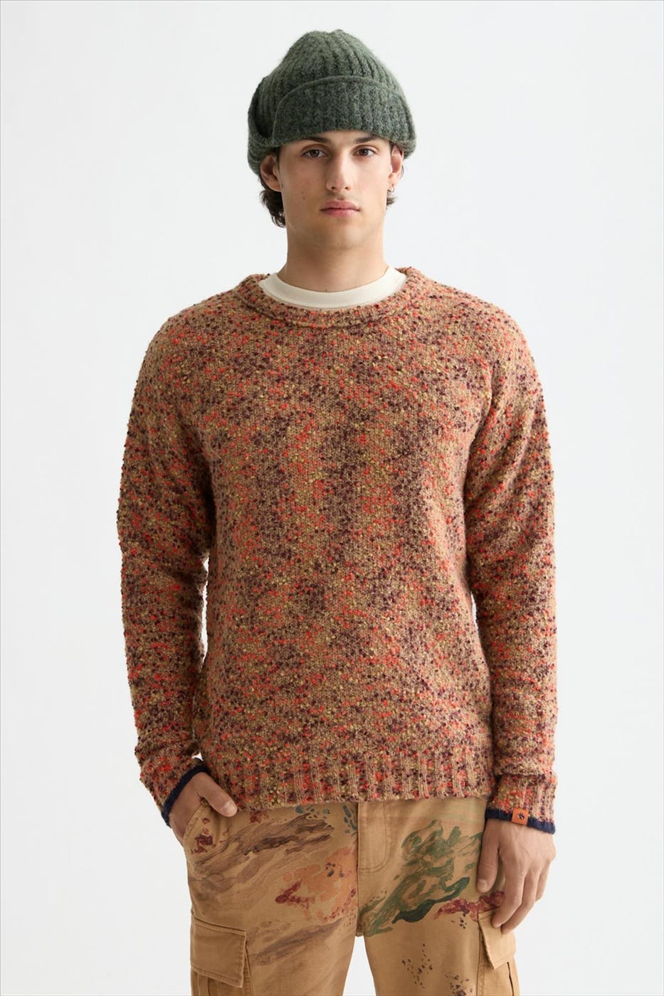 Scotch & Soda - Beige-Oranje Chunky trui