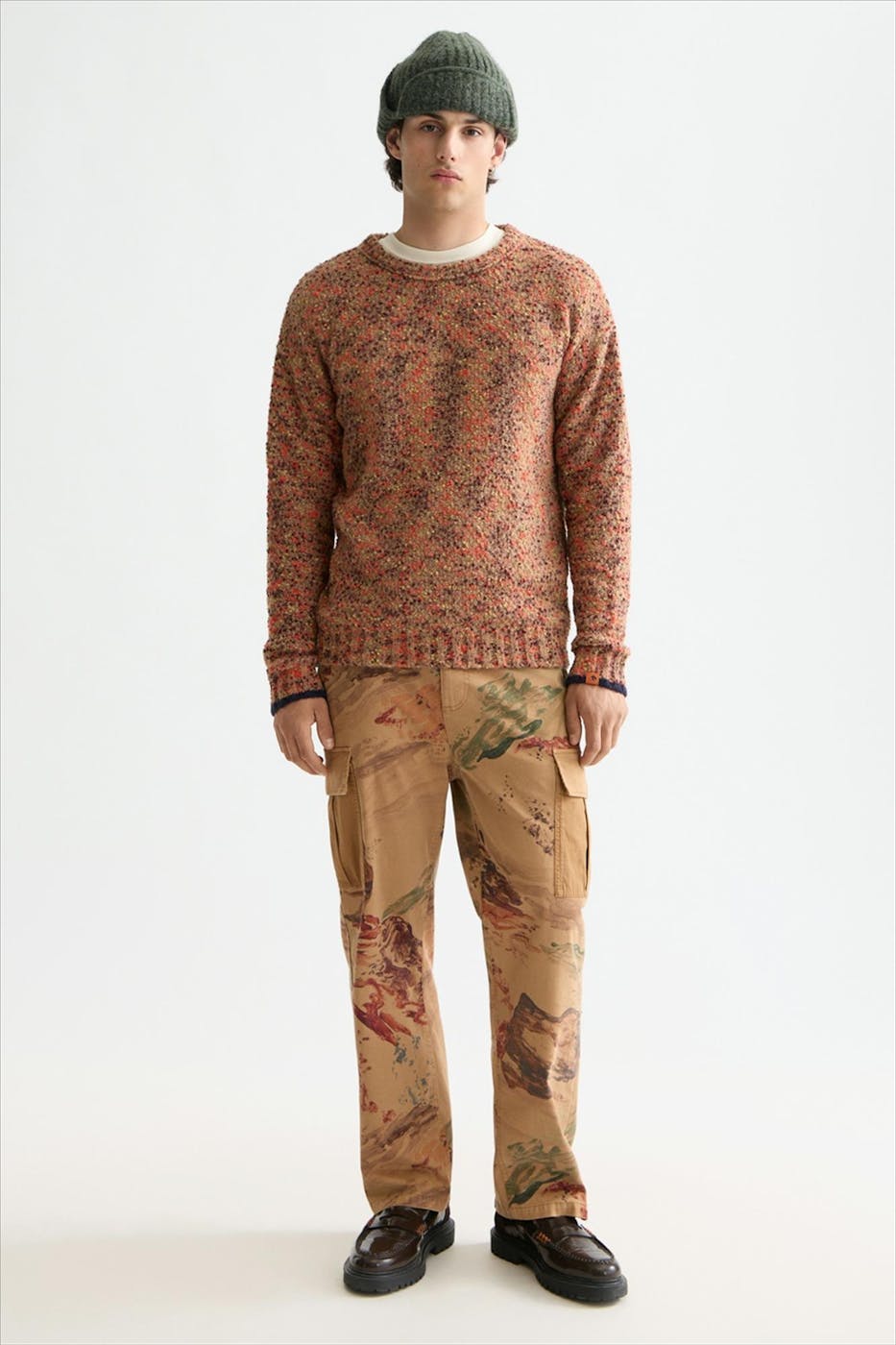 Scotch & Soda - Beige-Oranje Chunky trui