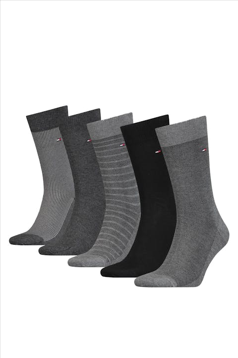 Hilfiger socks - Grijze 5-pack giftbox sokken, maat: 43-46