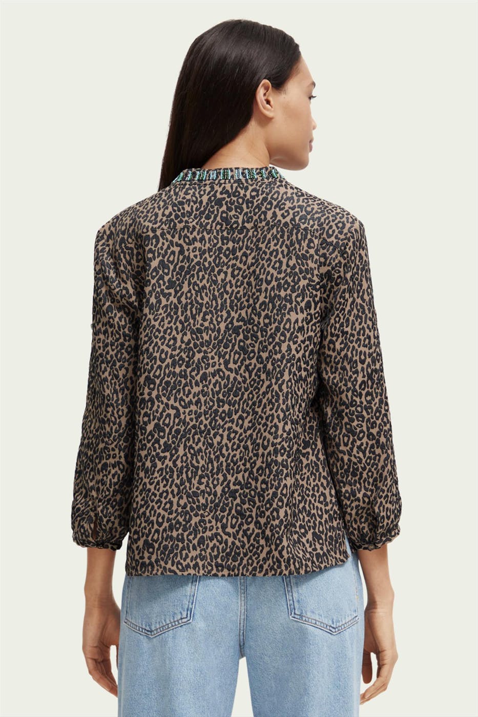 Scotch & Soda - Zwart-taupe Leopard blouse