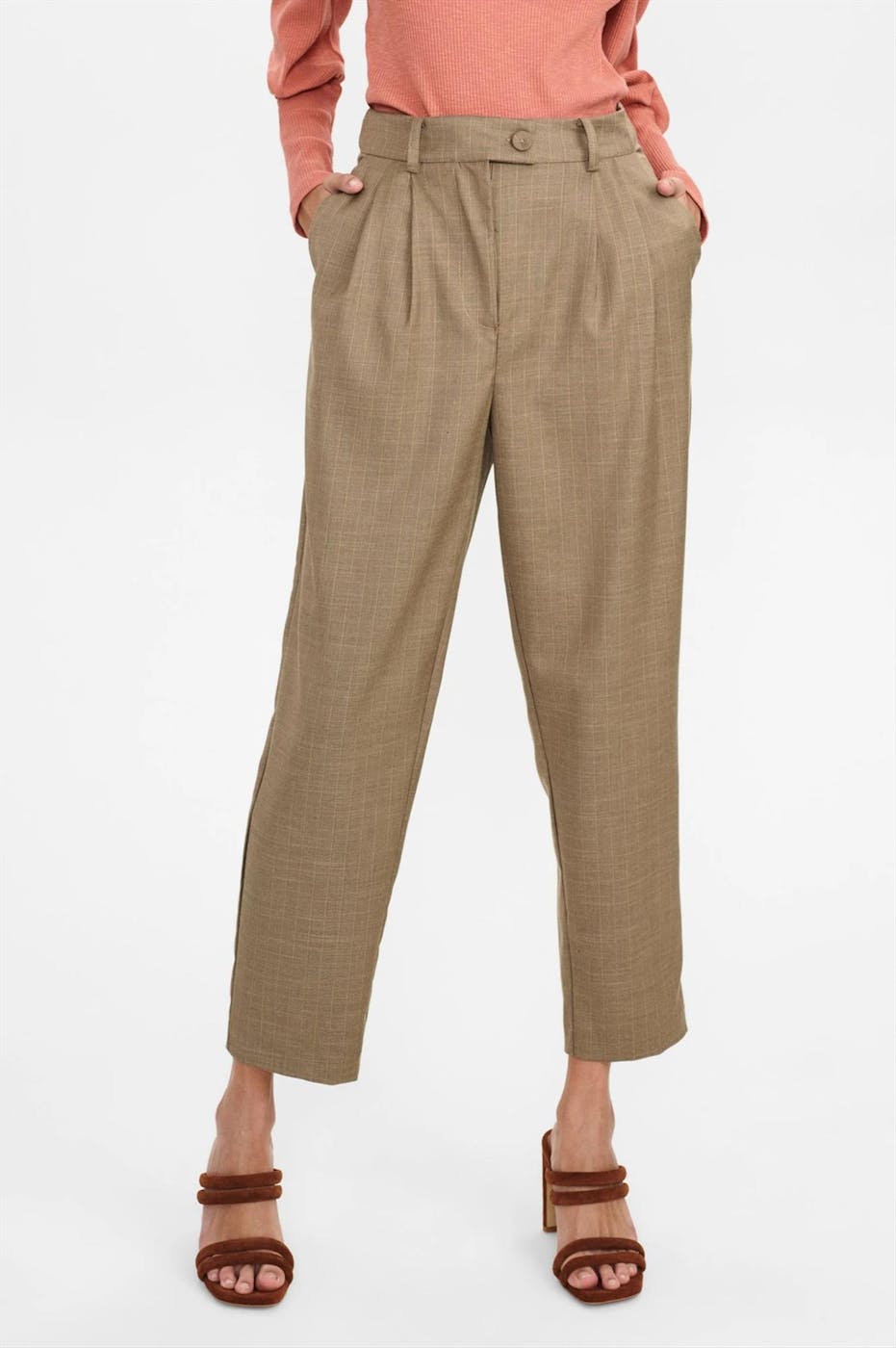 Nümph - Taupe geruite Nudalia Pant