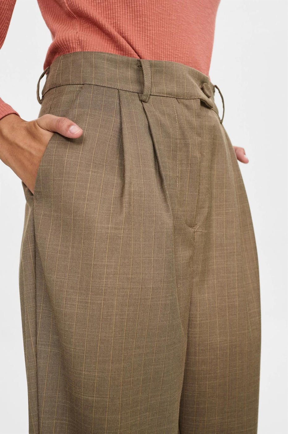 Nümph - Taupe geruite Nudalia Pant