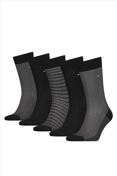 Hilfiger socks - Zwarte 5-pack giftbox sokken, maat: 43-46