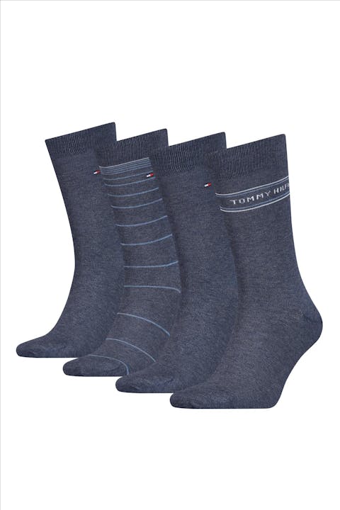 Hilfiger socks - Grijsblauwe 4-pack giftbox sokken, maat: 43-46