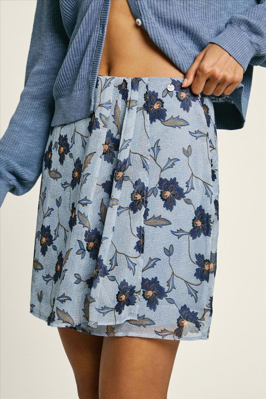 Pepe Jeans London - Blauwe Floral Print rok