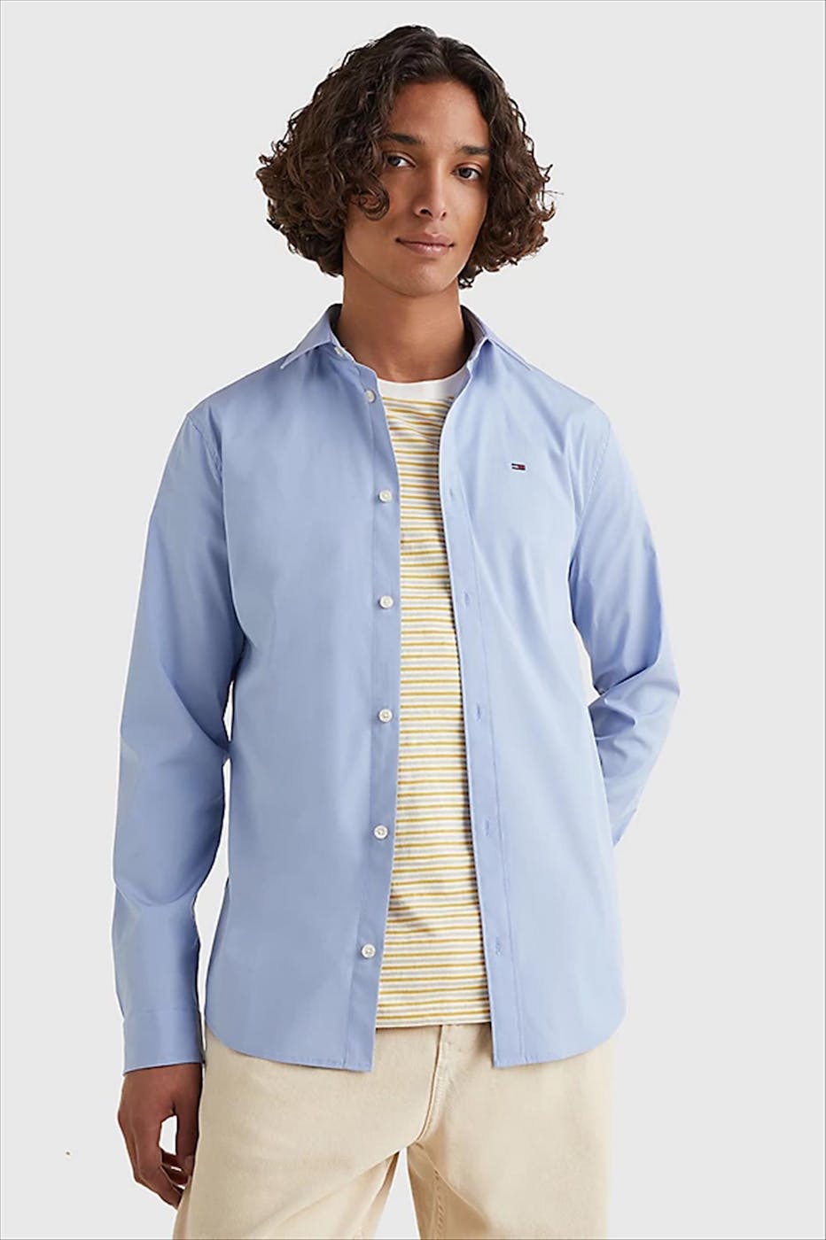 Tommy Jeans - Lichtblauw Original Stretch hemd