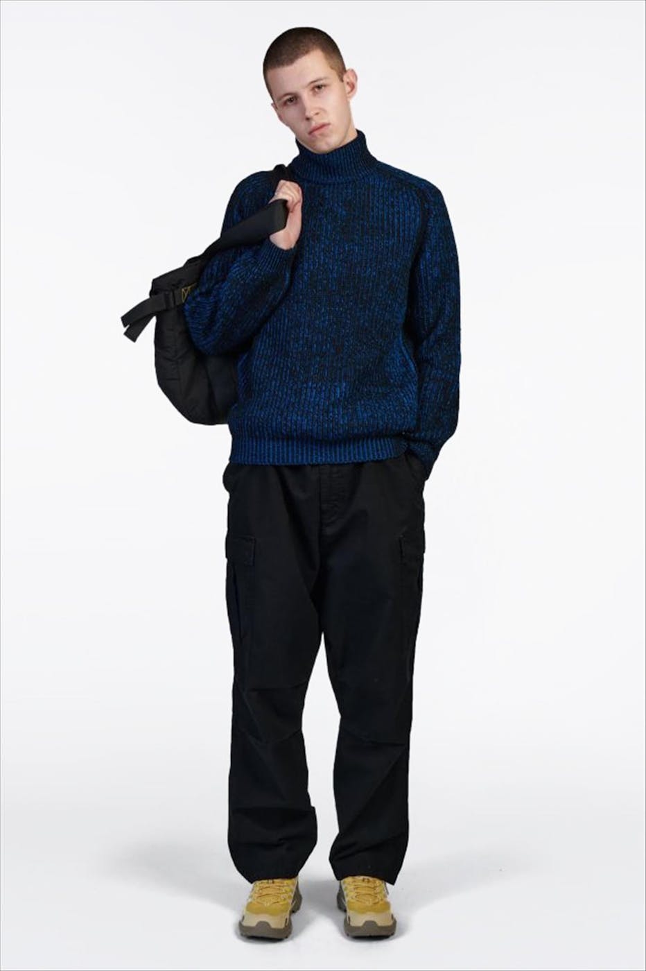 Edwin - Zwart-Blauwe Roni High Collar trui