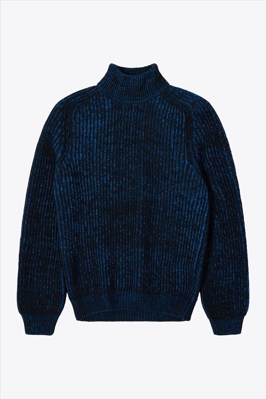 Edwin - Zwart-Blauwe Roni High Collar trui