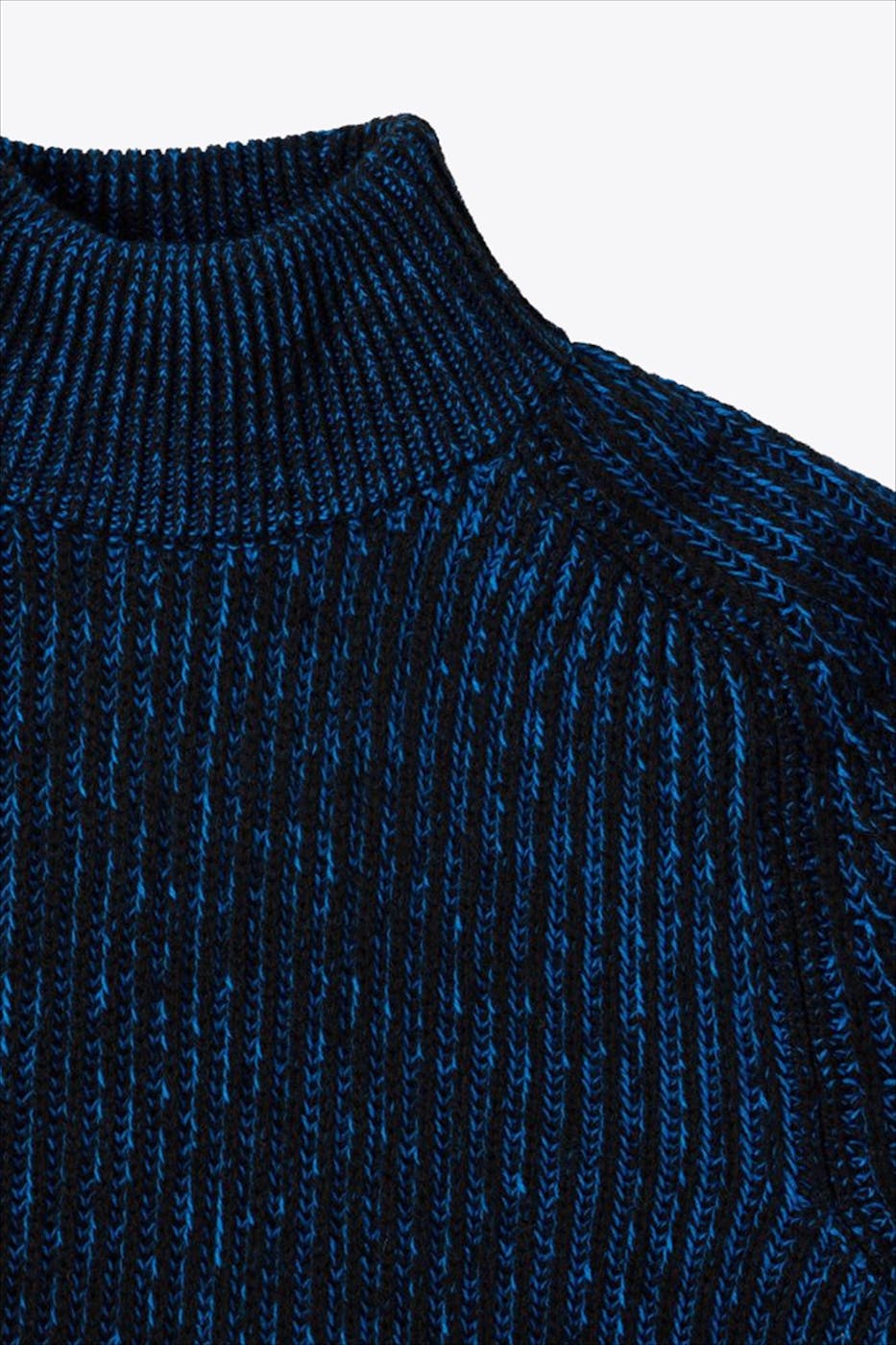 Edwin - Zwart-Blauwe Roni High Collar trui