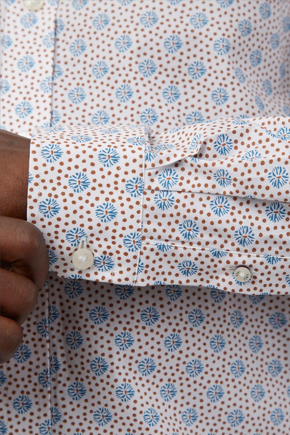 Ben Sherman - Wit-blauw-bruin Print hemd