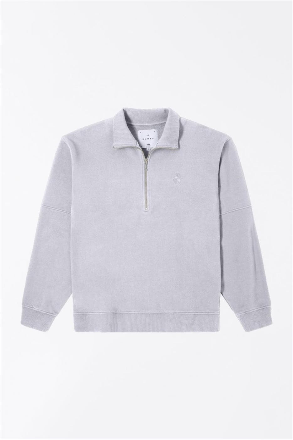 Edwin - Lichtgrijze Koji Half Zip sweater