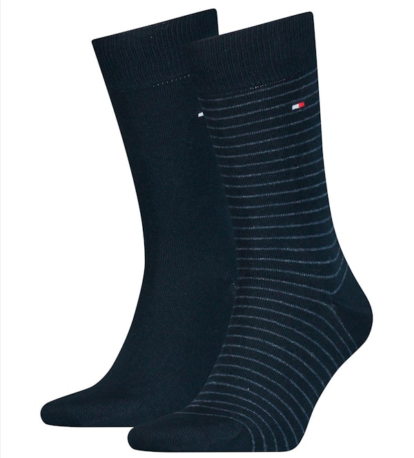 Hilfiger socks - Donkerblauwe Stripes 2-pack sokken, maat: 43-46