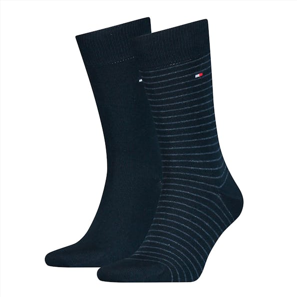 Hilfiger socks - Donkerblauwe Stripes 2-pack sokken, maat: 43-46