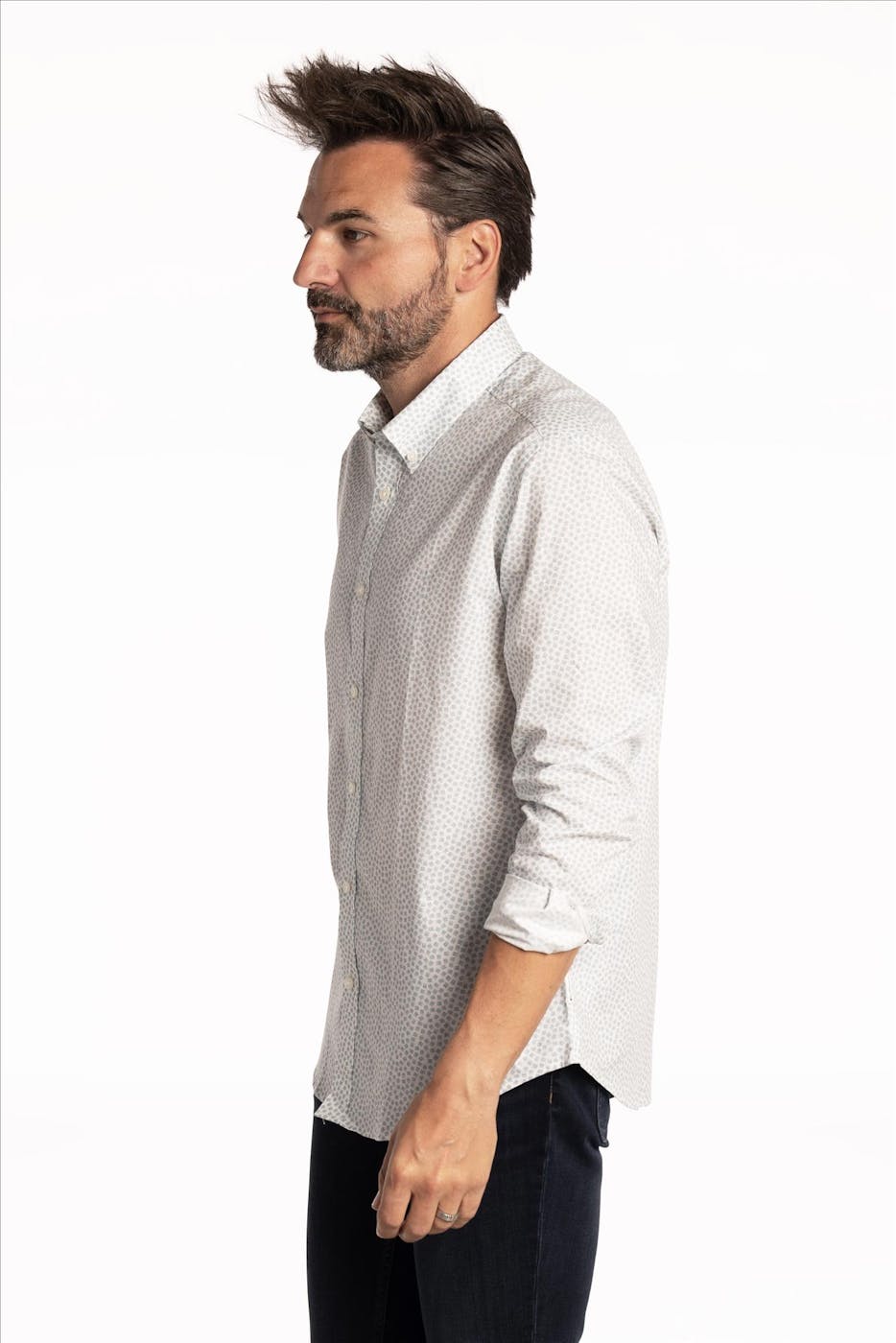 Ben Sherman - Wit Stripe Print Regular Fit hemd