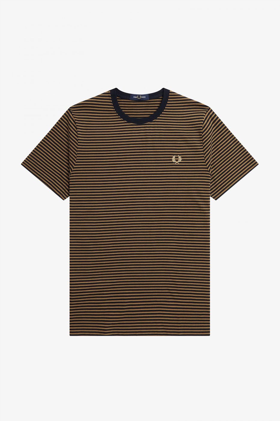 Fred Perry - Donkerblauw-bruine Fine Stripe T-shirt