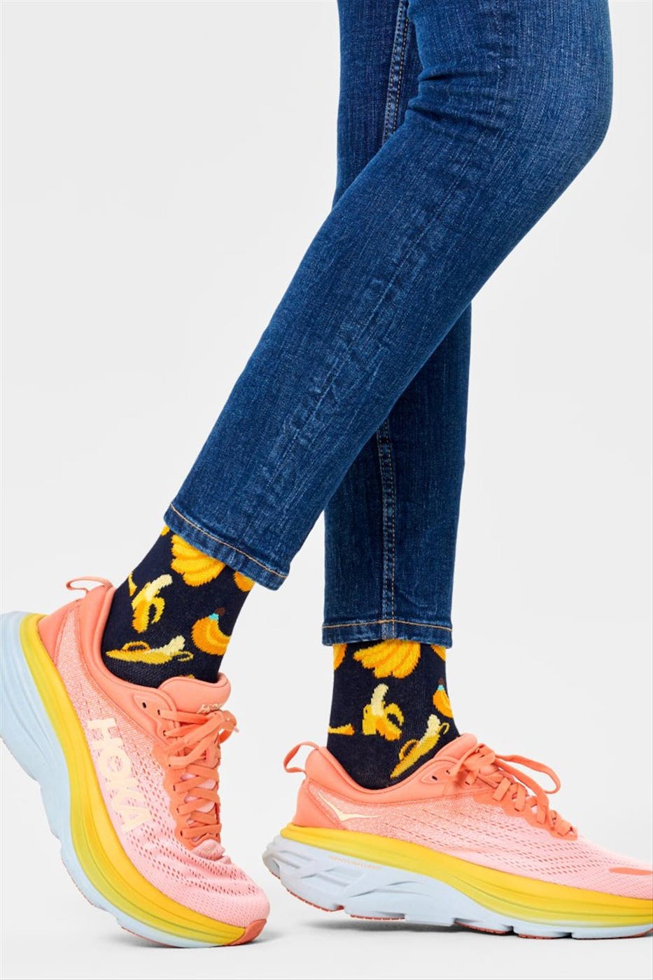 Happy Socks - Donkerblauw-gele Banana sokken, maat 36-40