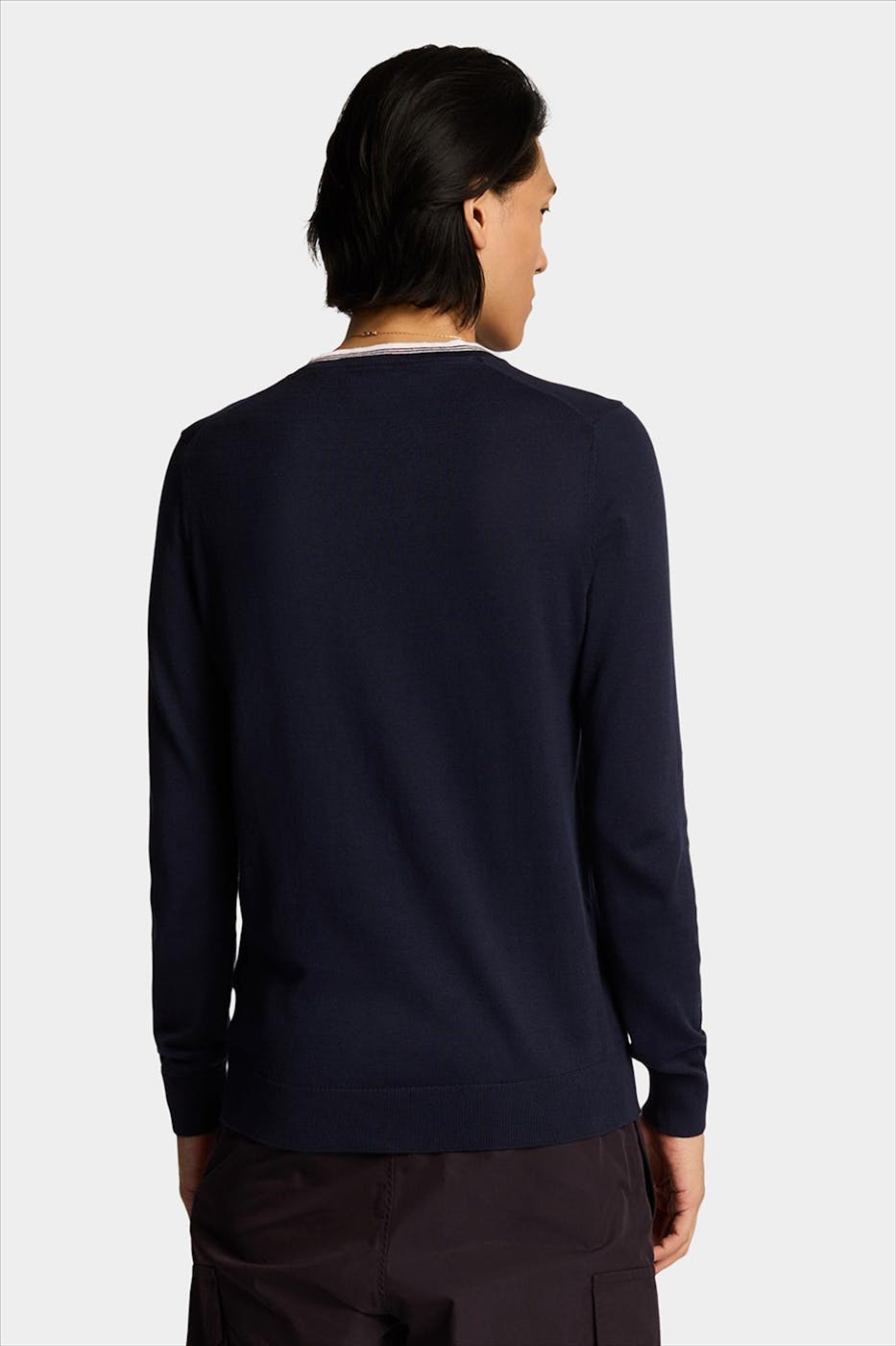 Lyle & Scott - Donkerblauwe Tipped V Neck trui