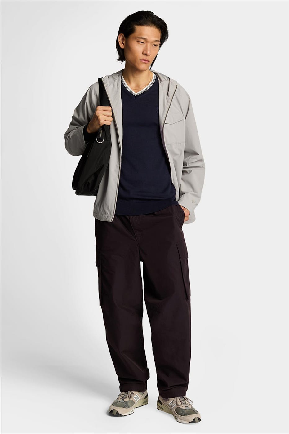 Lyle & Scott - Donkerblauwe Tipped V Neck trui