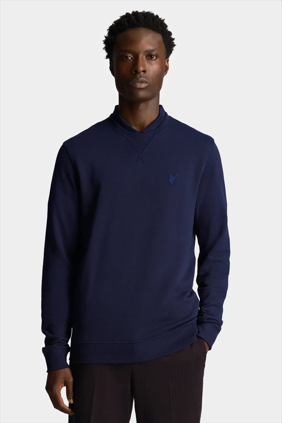 Lyle & Scott - Donkerblauwe Tonal Eagle sweater