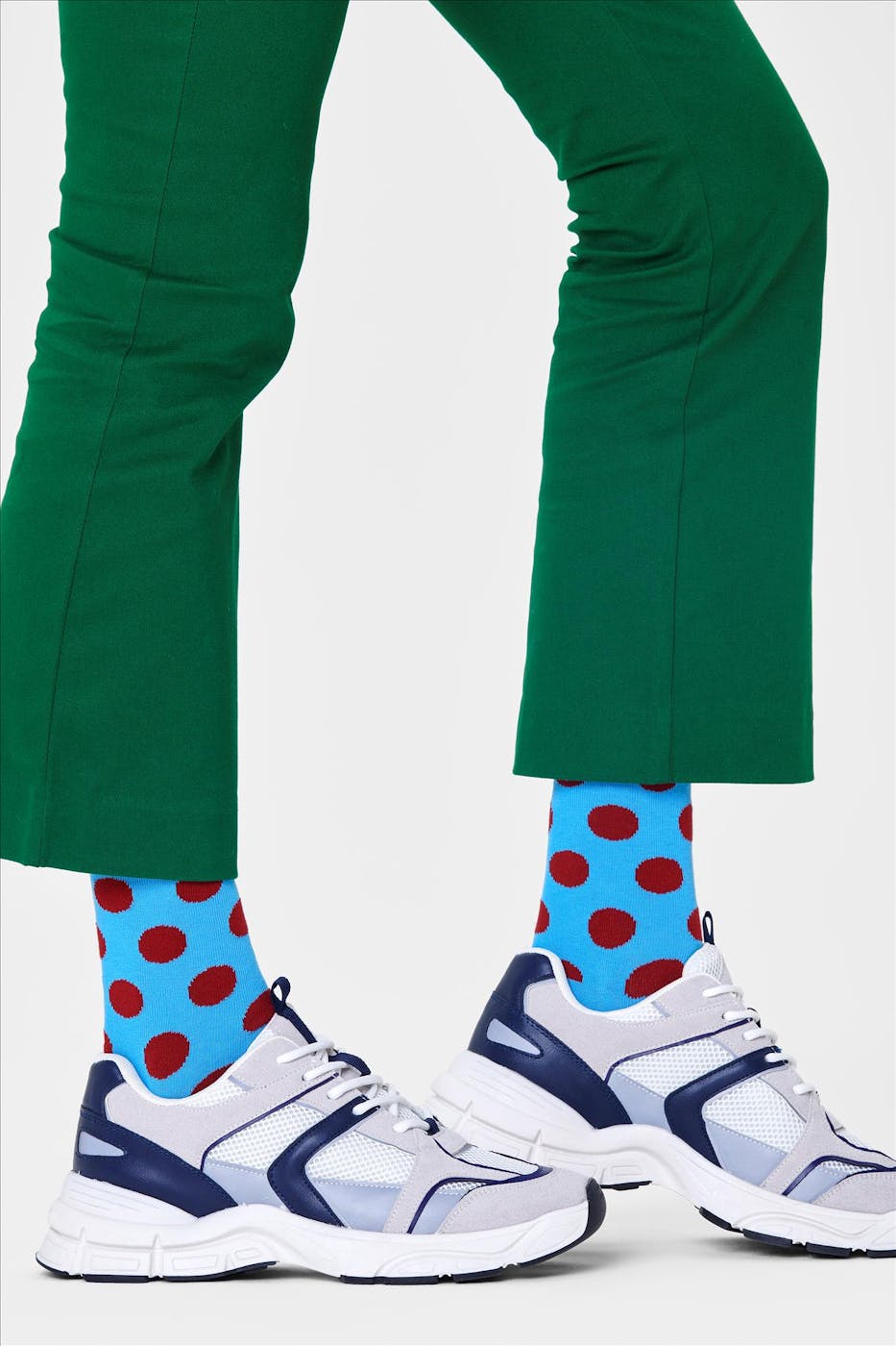Happy Socks - Blauwe-donkerrode Big Dot sokken, maat: 36-40