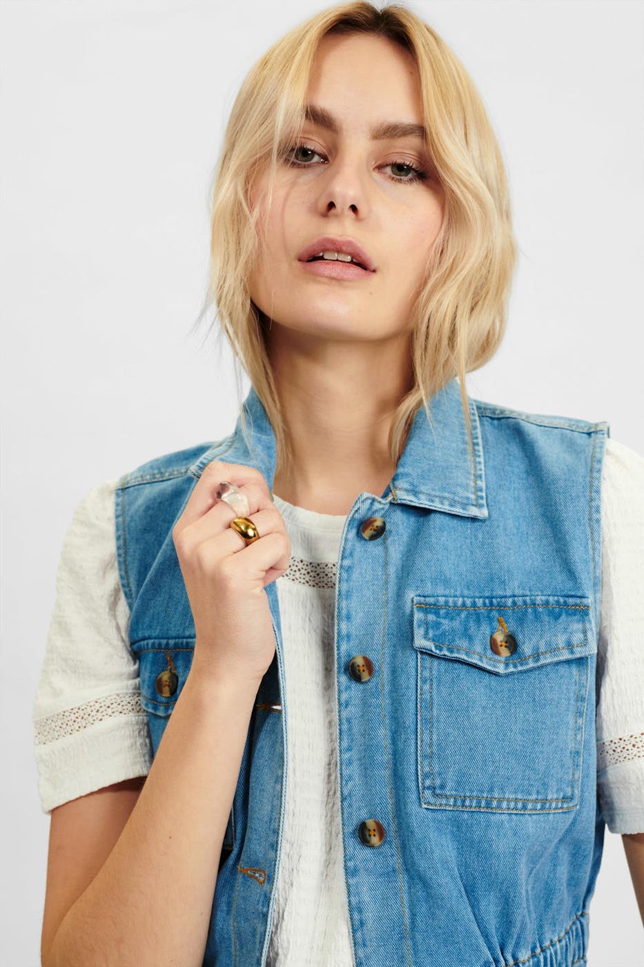 Nümph - Lichtblauwe Nuninna Denim waistcoat