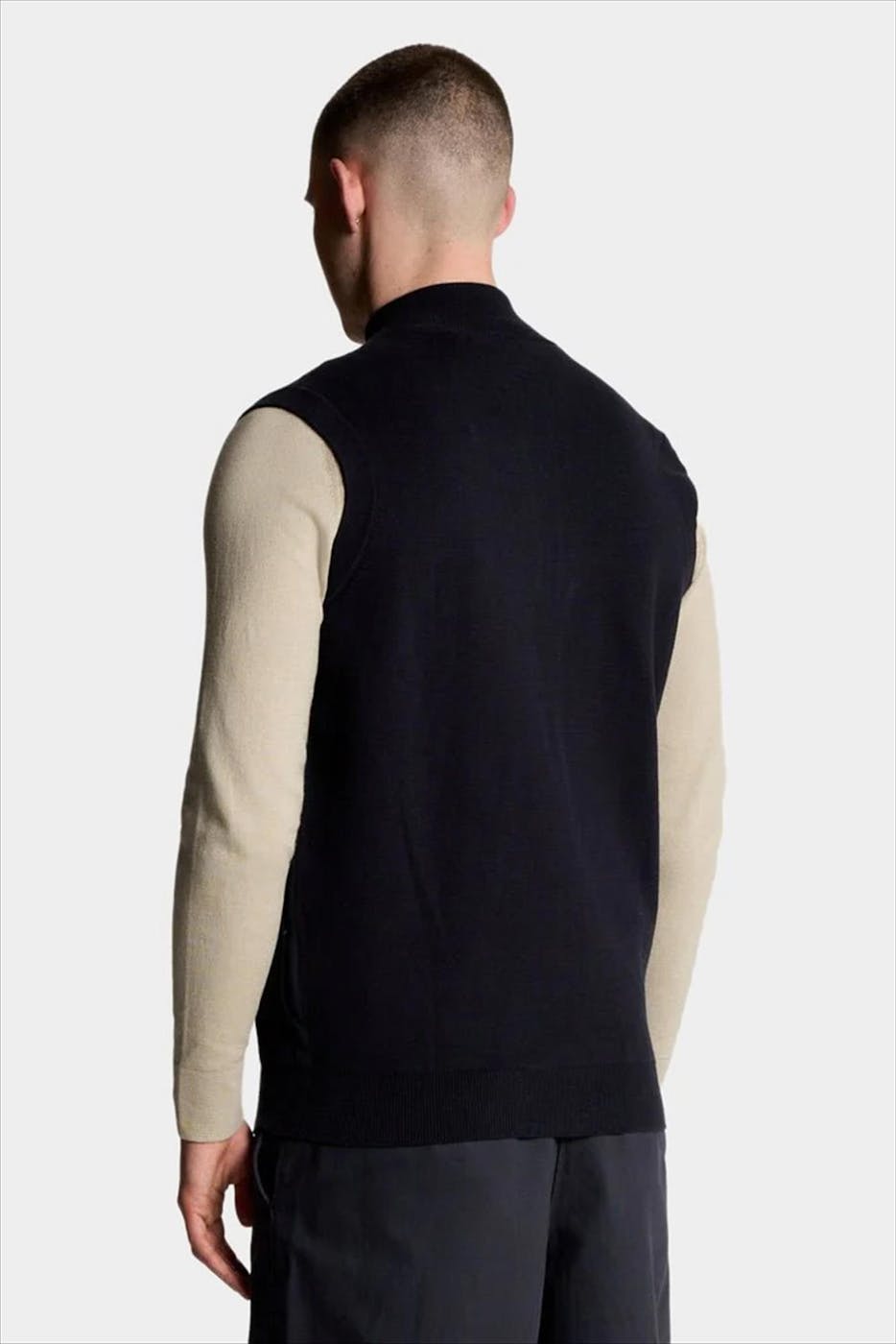 Lyle & Scott - Donkerblauwe Milano Hybrid Zip Knitted vest
