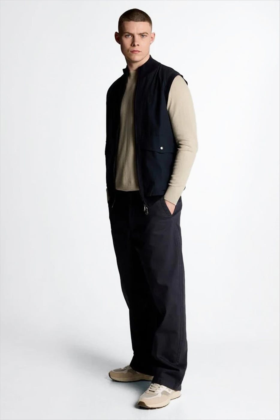 Lyle & Scott - Donkerblauwe Milano Hybrid Zip Knitted vest