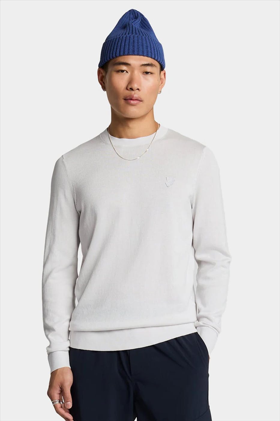 Lyle & Scott - Lichtgrijze Superfine Crew Neck trui