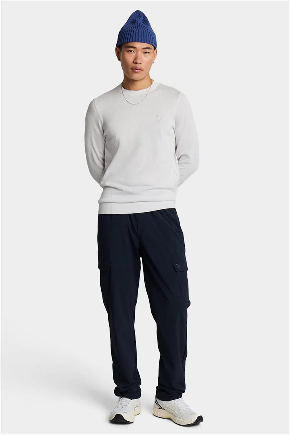 Lyle & Scott - Lichtgrijze Superfine Crew Neck trui