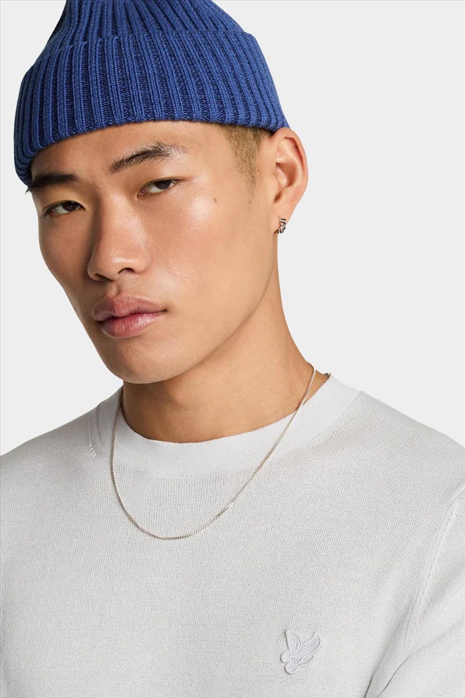 Lyle & Scott - Lichtgrijze Superfine Crew Neck trui
