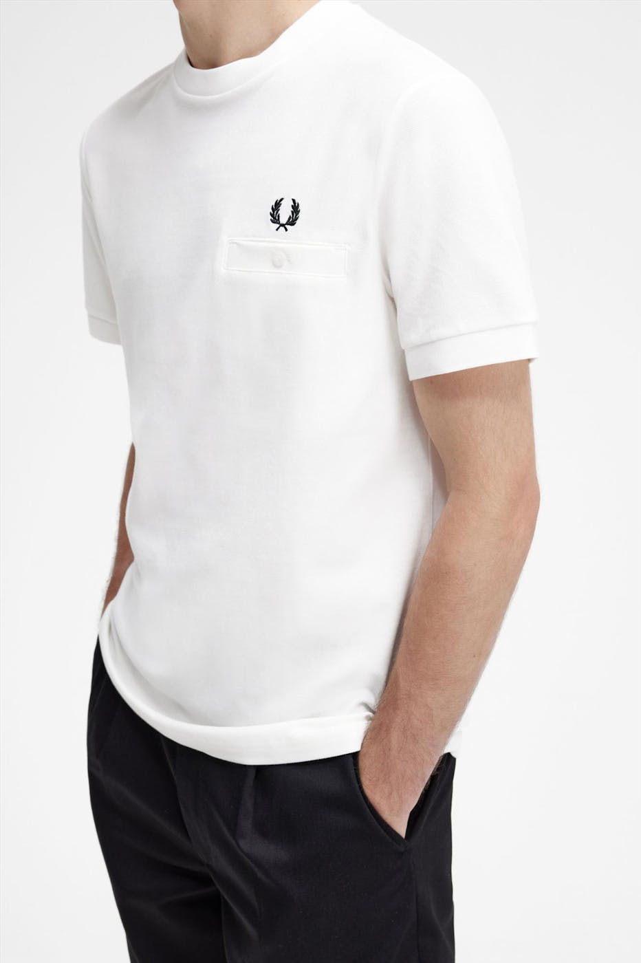 Fred Perry - Witte Pocket Detail Pique T-shirt