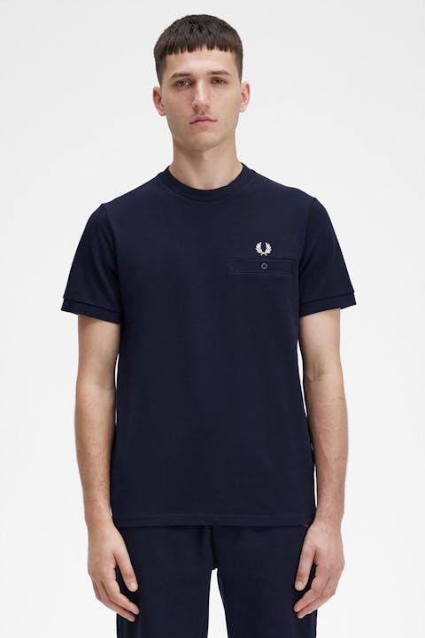 Fred Perry - Donkerblauwe Pocket Detail Pique T-shirt