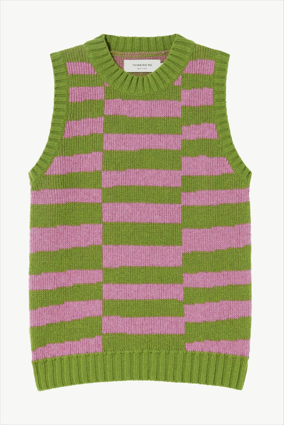 Thinking Mu - Groen-roze Tipsy Parrot Green Mut Knitted trui