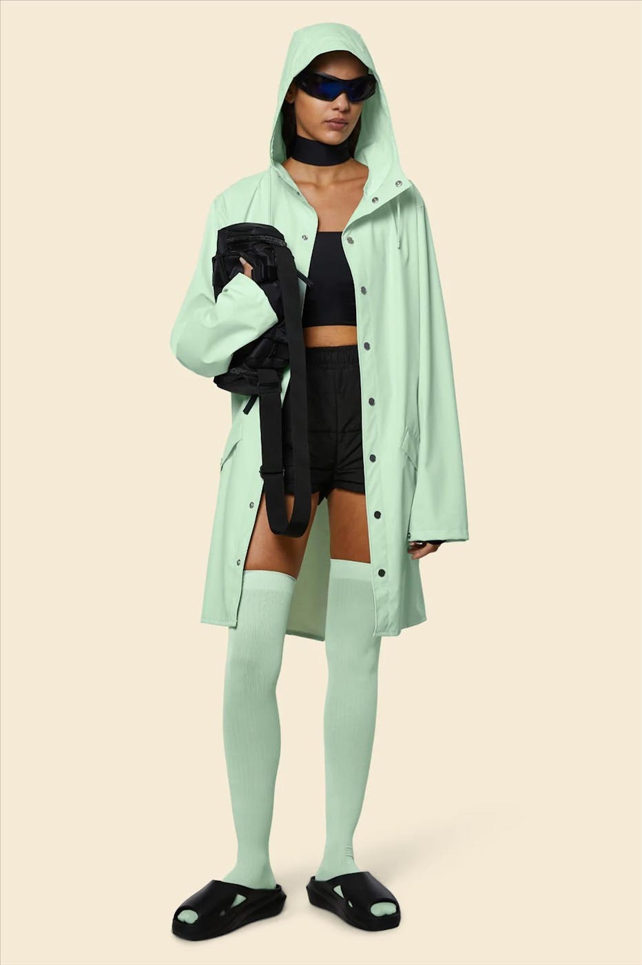 RAINS - Lichtgroene Long Jacket