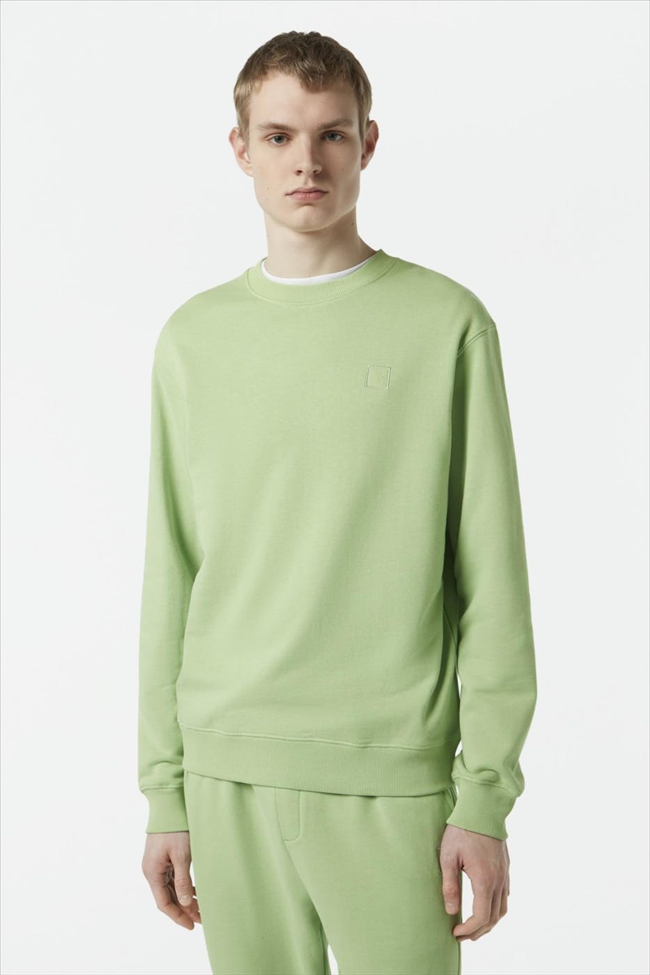 Scotch & Soda - Lichtgroene Essential Badge sweater