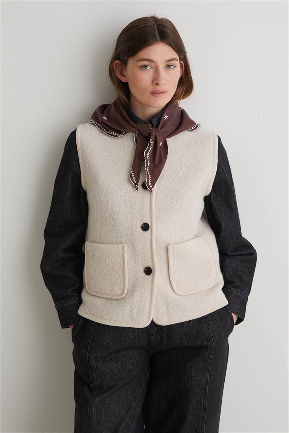 YERSE - Ecru Boiled Wool vestje